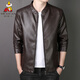 Vogelscheuche's neue Lederjacke für Männer im Frühling, Herbst und Winter Mode Wäsche Solid Color Slim Business Casual PU Leder Jacke plus Samtjacke 8802 Schwarz [Frühlings- und Herbststil] XL (Empfohlen 120-140jin [Jin gleich 0,5 kg]))