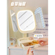 Fat Donglai same style makeup mirror with light desktop female led dressing table birthday gift student dormitory style folding mirror pink + sticker