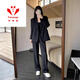 FANAOGE black suit suit for women spring and autumn new style college defense interview professional suit student union formal workwear tie + suit + white shirt + pants four-piece suit L recommended 110-120 Jin Jin equals 0.5 kg Urgent items will be sent on the same day - contact customer service for SF Express