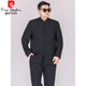 Pierre Cardin (pierre cardin) fattened and enlarged new Chinese style stand collar suit men's two-piece suit spring and autumn fat man Chinese style buckle black Tang suit jacket 25931 black (single suit) XL (recommended 150-170Jin Jin equals 0.5 kg)