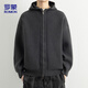 ROMON Knitted Sweater Cardigan Autumn Trendy Hooded Men's Jacket Loose Casual Warm Wool Clothes ST26 Black Gray XL