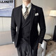 Lilang suit men's business professional formal dress suit groom wedding dress casual solid color jacket white M