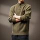 Noble color high-end 700g heavyweight thickened Henry collar sweater men's autumn new Japanese retro loose military green S suitable for 90-110Jin Jin equals 0.5 kg