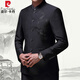 Pierre Cardin Men's Chinese Stand Collar Casual Suit Spring and Autumn Retro Blazer Dress Suit Suit Mao Suit Complete Set Embroidered Dragon Single Top Single Top XL 180 Suitable for 160-175 Jin Jin equals 0.5 kg