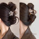 Flor clip de mujeres Feeling de alta gama 2025 Nuevo estilo con menos volumen de cabello Clip de tiburón Clip para la cabeza de la espalda para mujeres Telín tocado de cabello [elegante 2 piezas/sentimiento de alta gama] Es difícil salir de