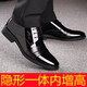 Pei Kezhen en cuir souple Business décontracté chaussures en cuir formel semelle plate Sole Men pointu pointue hauteur invisible augmentation grande taille chaude plus 9921 brillance noire hauteur augmente 38