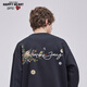 Charles Heart American Round Neck Pullover Sweatshirt for Men and Women Spring and Autumn Floral National Trend Imitation Embroidery Print Jacket Black L