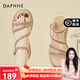 Daphne (DAPHNE) Römische Sandalen 2025 Damen Neu Sommer Strass Riemen Keil Dickbesohlt Kleine Plateauschuhe Damenschuhe Beige 38