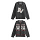 Mori tribe autumn and winter gray sweater for women 2025 new sweet style cat design versatile loose sweater dark gray pullover S model size