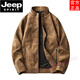 JEEP SPIRIT2025 autumn and winter thickened suede suede leather jacket men's soft leather stand-up collar jacket fashionable American retro black M