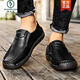 
Woodpecker men's casual leather shoes autumn leather one-foot lazy business casual soft leather soft sole bean shoes dad men's shoes black [9916 four seasons] 38