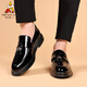 Scarecrow (mexicain) Crocodile Match Automne et hiver en cuir breveté jeunesse de chaussures décontractées et solées épaisses Chaussures de haricot pour hommes pour hommes Business Business Loafer Chaussures en cuir 9926 COUVERTURE DE FOOT NOIR 38