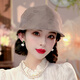 Middle-aged and elderly women's hat Buta fragrant cloud gauze flower Luo Qianjin mulberry silk sunshade sun protection breathable versatile fashionable duck tongue milk tea color adjustable