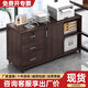 Moai file cabinet information cabinet office cabinet with lock locker mobile side cabinet under the table drawer cabinet storage cabinet low cabinet cabinet three drawers and one door black walnut color 60*34