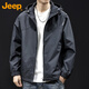Jeep (JEEP) jacket men's autumn and winter hooded casual workwear assault high-end clothing men's black XL