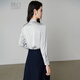 Late White New Product 2025 Autumn Casual Small Stand Collar Commuting Shirt Temperament Light Mature Elegant Simple Shirt Women Silver Gray M
