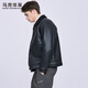 马克华菲摇粒绒翻领皮夹克男2025秋冬新款潮流保暖防风pu皮外套1515 黑色001 M 170