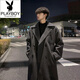 Playboy (PLAYBOY) winter Internet celebrity thickened double-sided woolen coat men's medium-length double-breasted woolen windbreaker Korean style coat couple trend white S