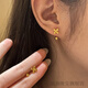 ABJB Old Phoenix 999 Pure Gold Flower U-shaped Earrings Double Ear Piercing Niche Light Luxury Versatile Small and Exquisite Earrings Golden Flower U-shaped Earrings-ED151 One Pair Two Earrings