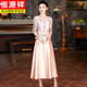 Hengyuanxiang champagne color happy mother-in-law wedding banquet dress 2025 new women's wedding May Day noble young mother high-end dress champagne color 7-quarter sleeves XL