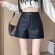 New small leather shorts for women in autumn and winter, new black American shorts, versatile high-waisted A-line European goods, black XL (recommended 115-125 Jin Jin equals 0.5 kg)