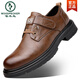 Woodpecker men's shoes spring 2025 new large leather shoes men's business formal casual shoes genuine leather low-top Martin shoes brown plus velvet 38