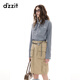 DZZIT Liu Haocun's same style Disu long-sleeved shirt 2025 winter new plaid tie top for women 3J4C4113T dark blue XS