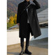 Autumn and winter men's woolen coat cotton thickened mid-length Korean style double-breasted windbreaker men's woolen coat men's cotton black 2XL