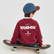 Duojia Fashion Boys' Red Sweater with Velvet Winter Round Neck Bottoming Loose Children's Pullover Top