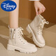 Disney (DISNEY) Velvet Martin Boots Women's Short Boots 2025 Autumn and Winter New British Style Single Boots Junior High School Students, Older Children and Girls Cotton Boots Black Large Cotton 38