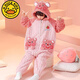 G.DUCKKIDS2024 Autumn and Winter Children's One-piece Pajamas Coral Velvet Hooded Cartoon Girls' Sleeping Bags for Big Children and Girls Home Clothes KYM One-piece Velvet-226 Egg Boy One Size 12
