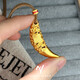 Maiyong old phoenix 999 new Chinese style national trend design auspicious cloud animal tooth pendant ancient sand gold hollow crescent pendant with word 