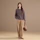 Qianbainian yak velvet simple round neck loose wool sweater for women autumn and winter new fluffy rabbit fur soft warm top gray coffee F