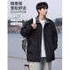 Cotton jacket men's autumn and winter lapel plaid jacket men's trendy Hong Kong style casual workwear top men black L