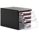 Deli/9795 Desktop -Dateischrank transparente Schubladen -Büro -Aufbewahrungskasten Plastik A4 mit Lock 4 -Schichten. 9794 Black Standard