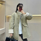 
ROAR UTHAUG2025 winter new Korean version of lamb fur loose medium length parka overcomes women's waist-hugging slimming plus velvet thickened coat card green warm plus velvet M Recommended 90-105Jin [Jin equals 0.5 kg]