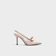 CHARLES&KEITH缎面蝴蝶结尖头高跟凉鞋女生日礼物CK1-60361556 Light Pink浅粉色 35
