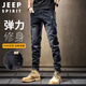 JEEP SPIRIT Jeep jeans men's autumn and winter elastic slim casual pants new retro resurgence pants black 33