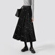 She Chi Xingkong Velvet Skirt Women's 2025 Autumn New Retro Elegant High Waist A-Line Midi Skirt