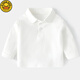 G.duck baby POLO shirt long-sleeved T-shirt for boys and girls, autumn clothing, children's tops, toddler shirts, casual and stylish, hot sale, white 110, recommended height 100-110cm, 4-5 years old