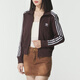 
Adidas jacket Clover women's clothing 2025 autumn new retro sportswear trendy and fashionable breathable stand collar jacket dark gray brown XS (155-160cm/90-95Jin[Jin equals 0.5 kg])