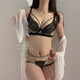 Ropa interior de encaje francés modal para mujeres con pechos grandes, sexy puro y sexy seta de air de conejo delgada sin anillo de acero champán dorado (pieza individual) MD164 85d 38