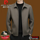 Pierre Cardin high-end brand double-sided woolen jacket for men 2025 autumn and winter new thickened 100% sheep wool warm lapel jacket gray brown XL 180 size 140-160Jin Jin equals 0.5 kg