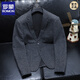 ROMON Woolen Suit Men's 2025 Autumn and Winter New Trendy Casual Men's Two-Button Single Suit Jacket with Center Slit at the Back Gray M