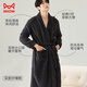 Catman Warm Plush Pajamas Men's Couple Pajamas Women's Autumn and Winter Striped Extra Long Warm Simple Bathrobe Gray