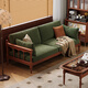 Yayuan leisure fabric sofa 2025 new style retro boxwood home living room straight three-seat solid wood sofa cotton and linen green striped three-seat sofa (soft and comfortable, skin-friendly and breathable) 2100*880*850mm