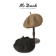 Mr DUCK's new woolen women's French octagonal beret, retro plaid, fashionable and versatile, upgraded hat shape to make your face smaller, amber beige brown (beret)-MW56739 M (suitable for 55-56cm head circumference)