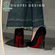 В дятерея с кафеткой Red Seale High Heels Женские стройные каблуки весна и осень 2025 г. Новые красивые сексуальные свадебные туфли черная патентная кожа.
