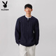 Playboy (PLAYBOY) 2025 New Navy American Henley Collar Sweater Men's Winter Thickened Men's Knitted Sweater Twist Inner Top Navy Blue 2.0 XL
