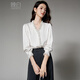 Late White New Product 2025 Autumn Style Elegant Shirt Fashion Lace Collar V-Neck Commuting Shirt Women White L